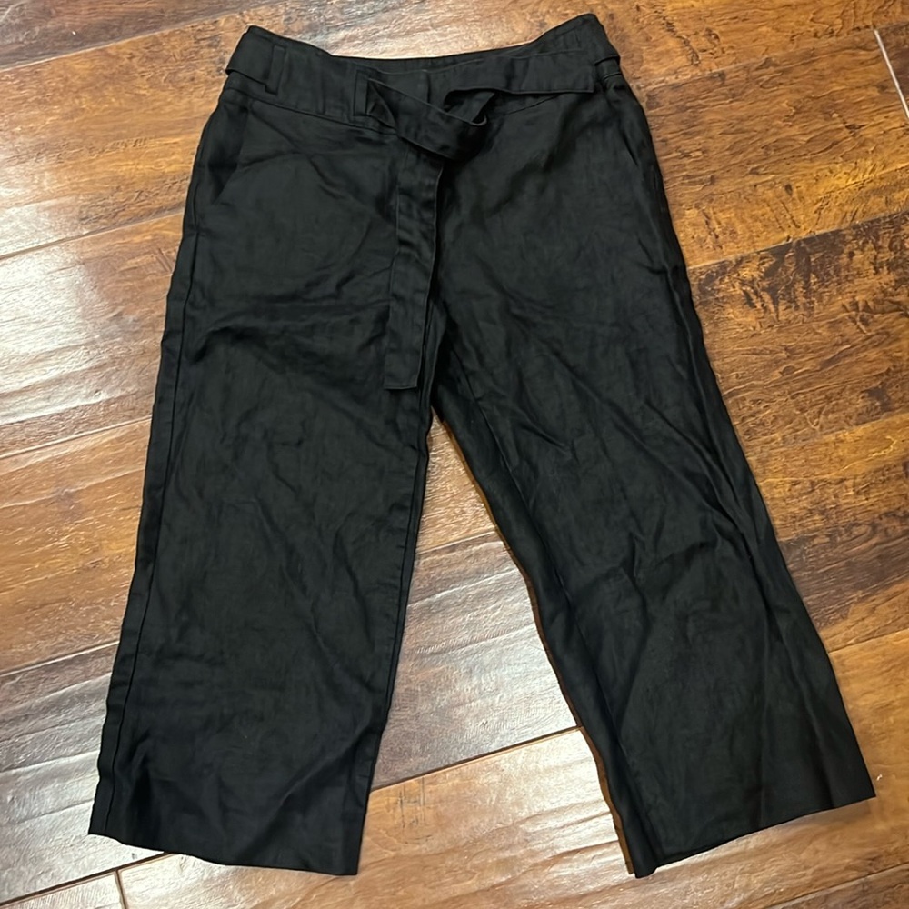 Talbot’s petite black linen capris